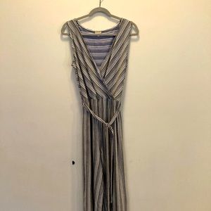 Navy and white romper, wide legged, large